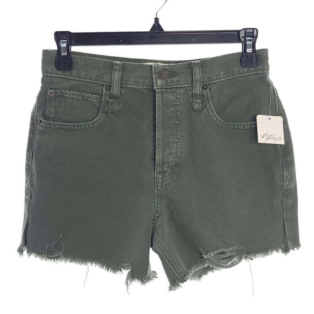 We The Free Size 24S Army Green Button Fly Makai Cut off Raw Hem Short OB1072555